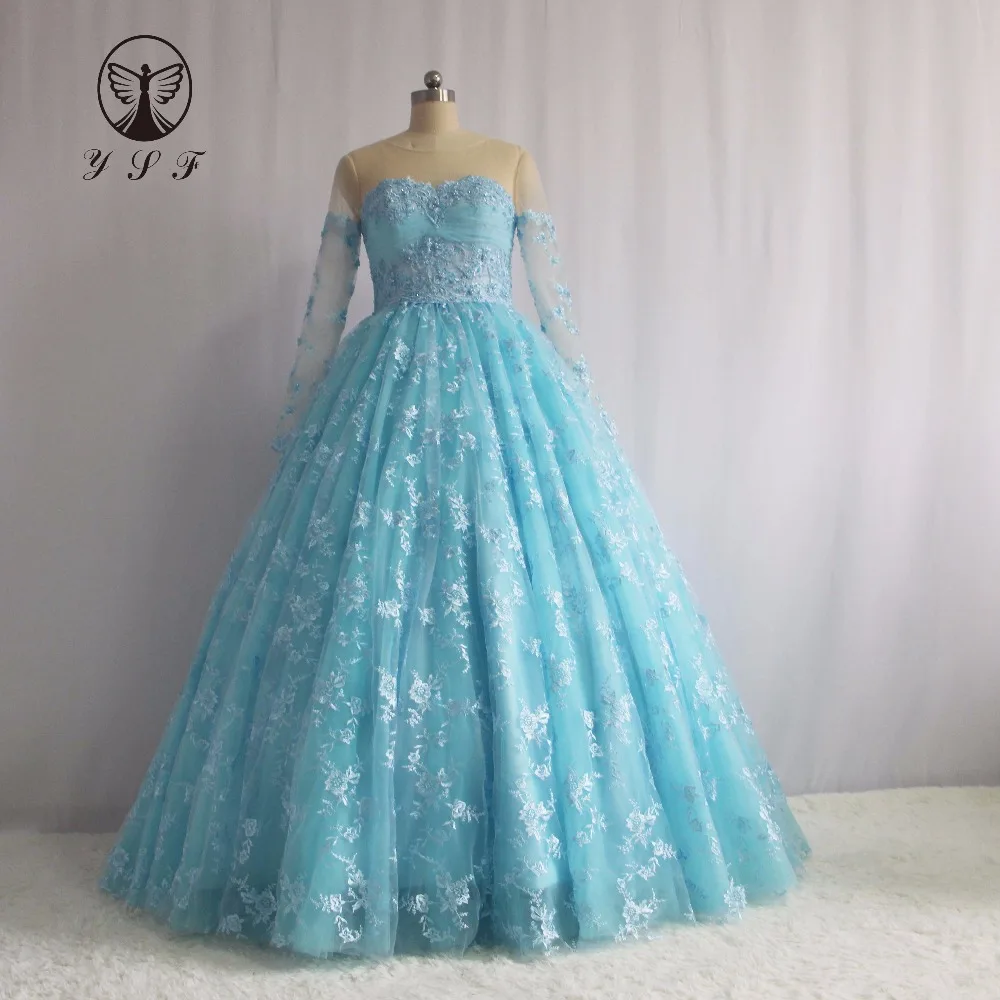 Blue Puffy Dress with Sleeves