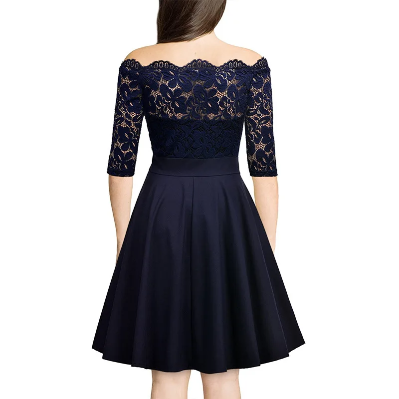 Half sleeves Vintage Floral Lace Evening dress Boat Neck Cocktail Formal Swing Dress Special Occasion Dresses robe de soiree Half sleeves Vintage Floral Lace Evening dress Boat Neck Cocktail Formal Swing Dress Special Occasion Dresses robe de soiree