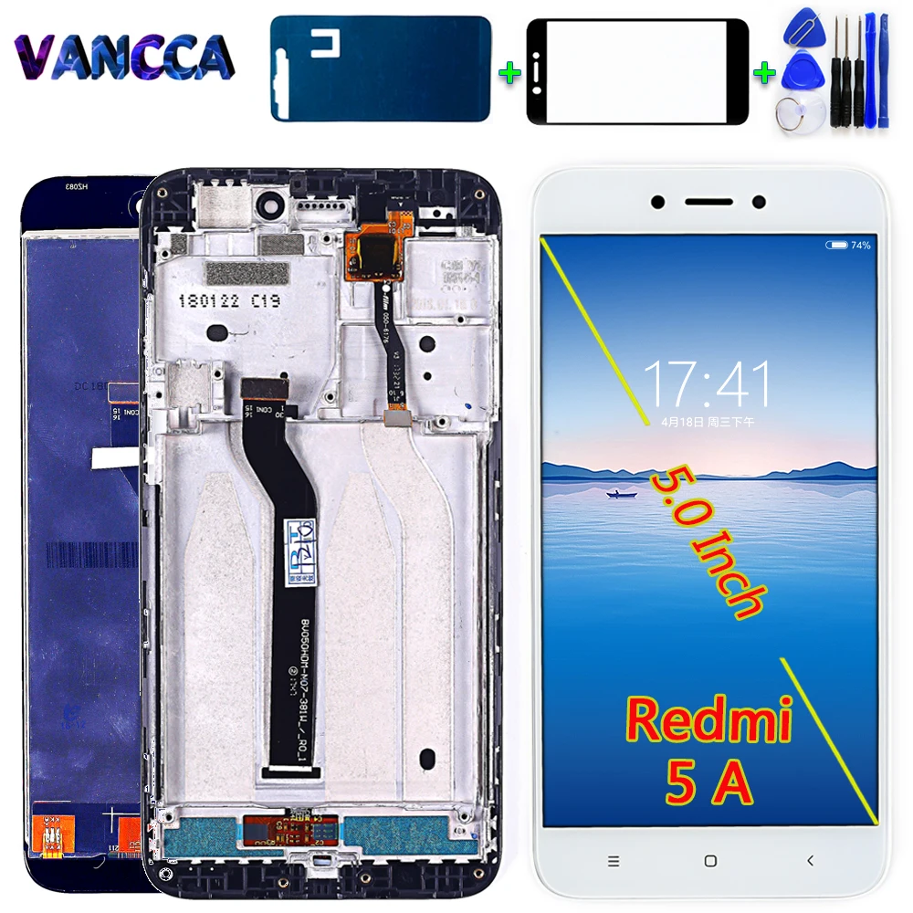 

Vancca 5.0 inch LCD display For Xiaomi Redmi 5A touch screen digitizer assembly 1280*720 Frame with Free Tempered Glass and Tool