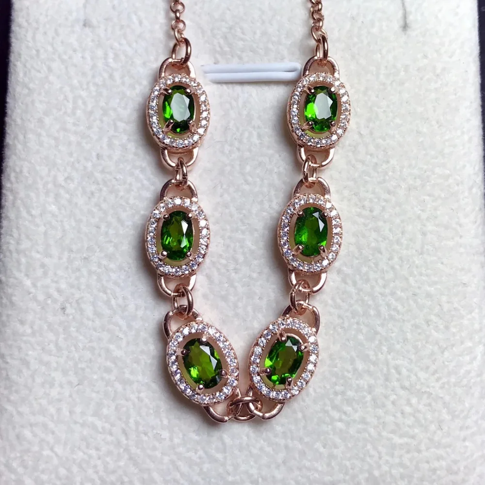 Bracelet de gemme diopside vert naturel Bracelet de pierres précieuses naturelles 925 bracelet en a