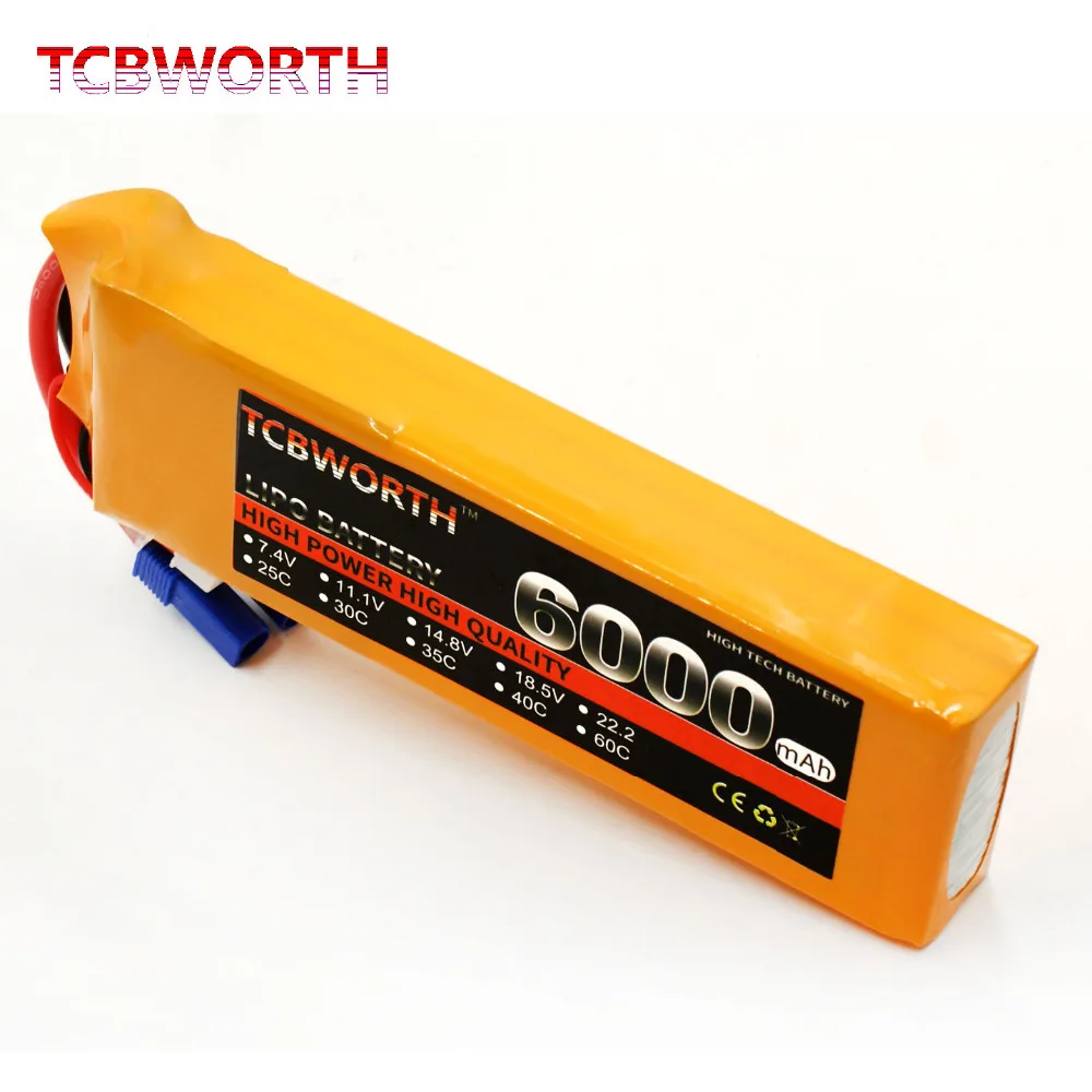 

TCBWORTH RC LiPo Battery 11.1V 6000mAh 30C 3S FOR RC Airplane Drone Car Drone RC Batteries LiPo 3S High-Rate AKKU