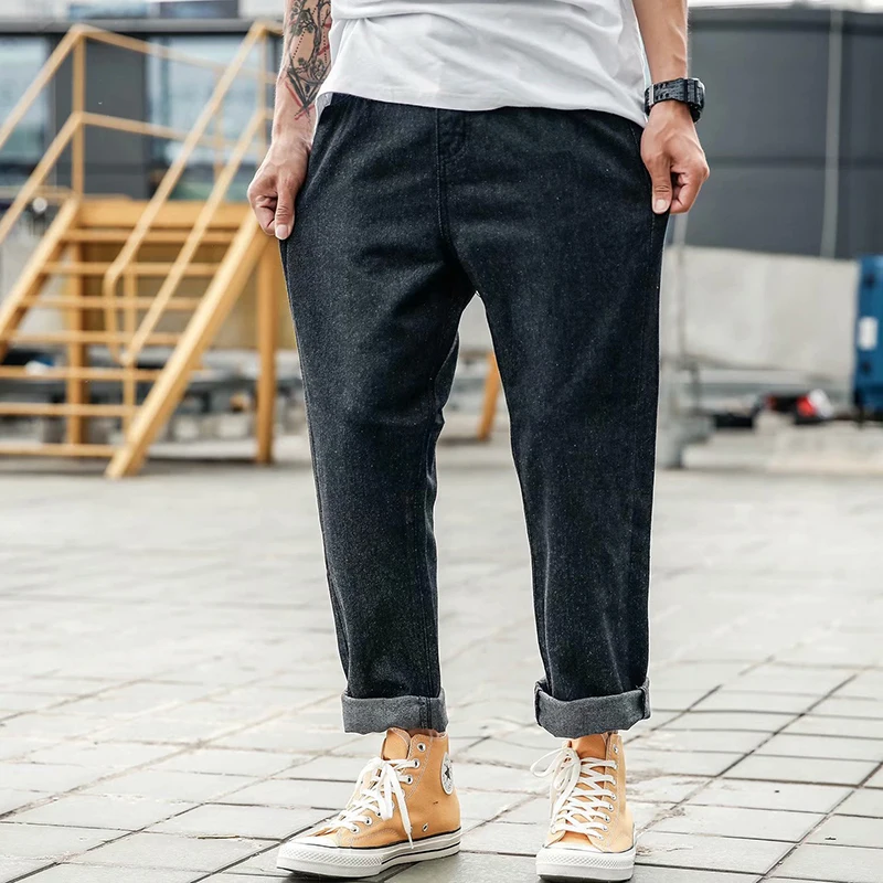 

2019 New Fashion Mens Jeans Brand Hip Hop Autumn Ripped for Men Solid Cotton Full Length Mid Black Color Sale Washed Jeans