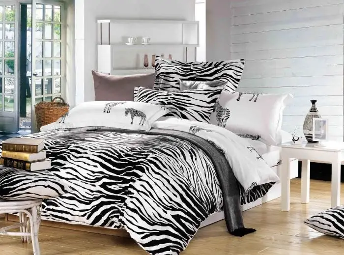 Black Purple Zebra Bed In A Bag Set Twin Size Black White Zebra