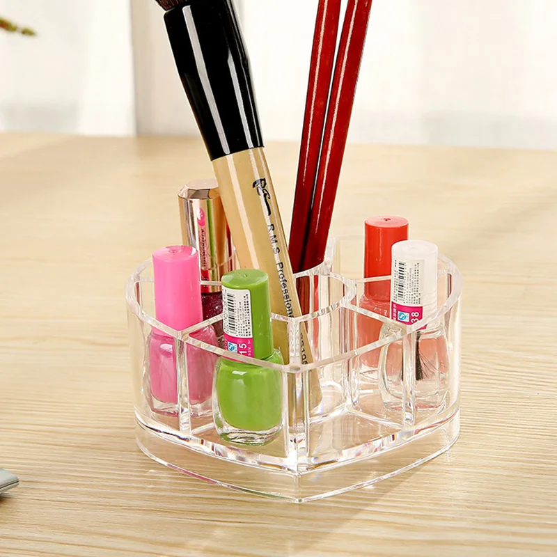 Heart shaped 8 Grid Acrylic Display Case Lipstick Rack Clear Makeup