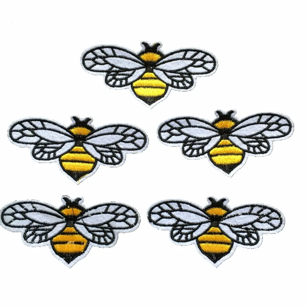 

10 Pcs/lot Small Bee Embroidered Patch Design DIY Animals Badge Clothes Accessory Iron on Decoration Applique Embroidery Patches