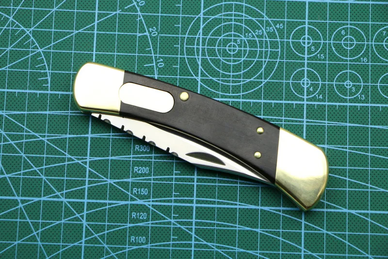 LOVOCOO# b. U. C. K 110 латунь+ деревянная ручка 440C лезвие складной Фруктовый нож охотничий Карманный Открытый EDC инструмент универсальный нож