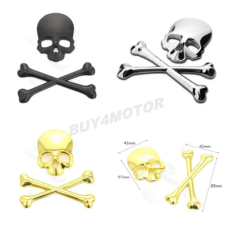 Find Chrome Skull Pirate Demon Iron Metal Bone Logo Emblem Badge Decal Fender Sticker In CN, CN