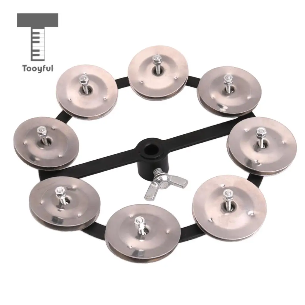 Professional Hi Hat Tambourine with Single Row Steel Jingles Percussion Instrument