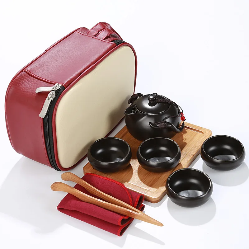 free shipping Ceramic travel Kung Fu tea set car outdoor portable tea