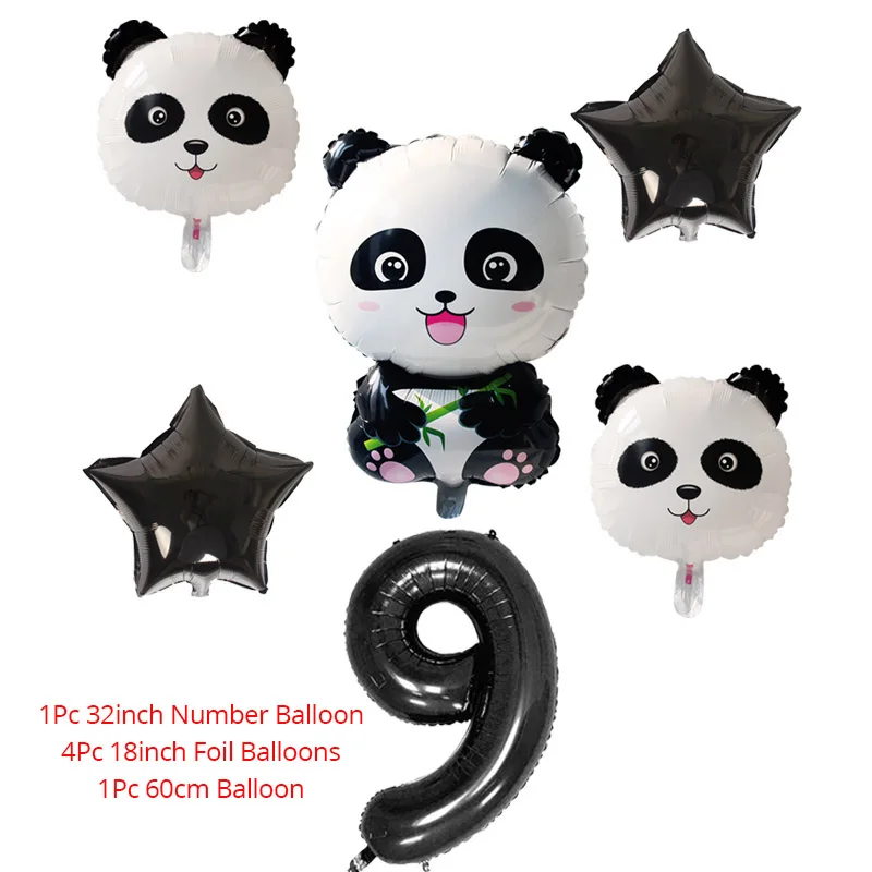 Панда вечерние поставки 1 год на день рождения декорации мальчик детская праздничная одежда; Вечерние черные Фольга шара с цифрой джунгли вечерние детские игрушки - Цвет: Style 9