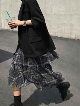 

New Fashion 2018 Korean Style Pleated Long Skirts Womens Fashion High Waist Plaid Maxi Long Skirts for Women