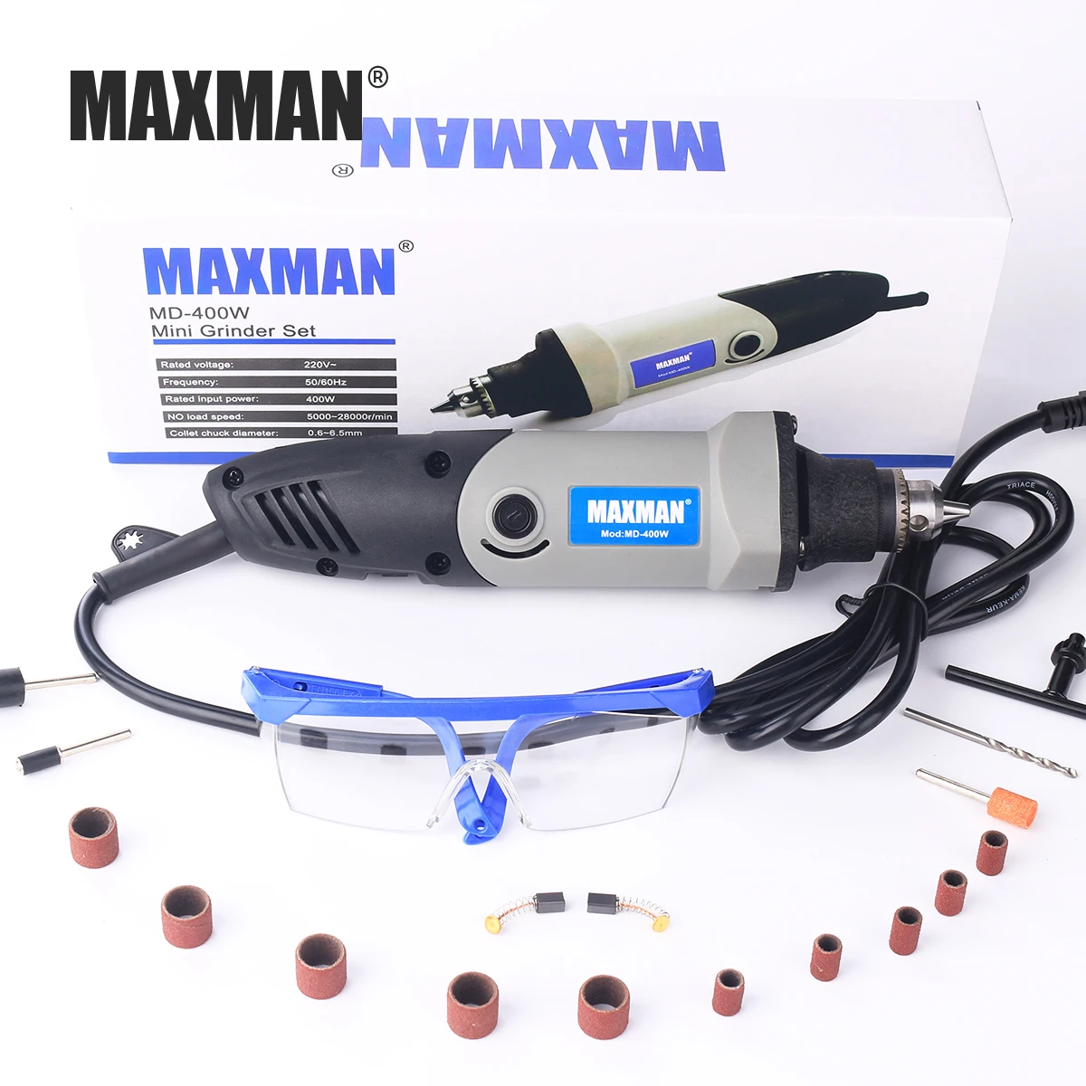 MAXMAN электрический Dremel 220 В/110 в мини-точильный станок Dremel 0,6 6,5 мм патрон электроинструменты с аксессуарами Usd для песочной бумаги - Цвет: set6