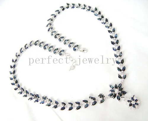 Сапфировое ожерелье с подвеской, ожерелье настоящий натуральный сапфир 925 серебро синий цвет 0.13ct* 160 шт драгоценные камни