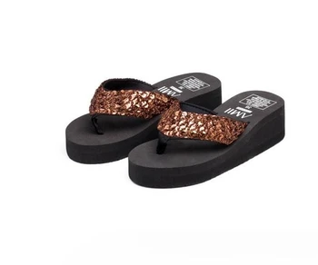 

1pair Sandalias Mujer Women Sequins Sandals Beach Slippers Summer Sandals Flip Flops Lady Wedges Shoes Woman Sapatos