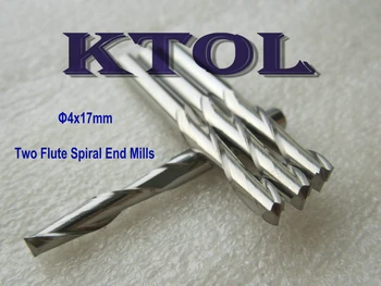 

Durable 10pc/set 4x17mm 2 Flutes Spiral Bit,Tungsten Steel Solid Carbide End Milling Cutter for Wood CNC Machine,FREE Shipping