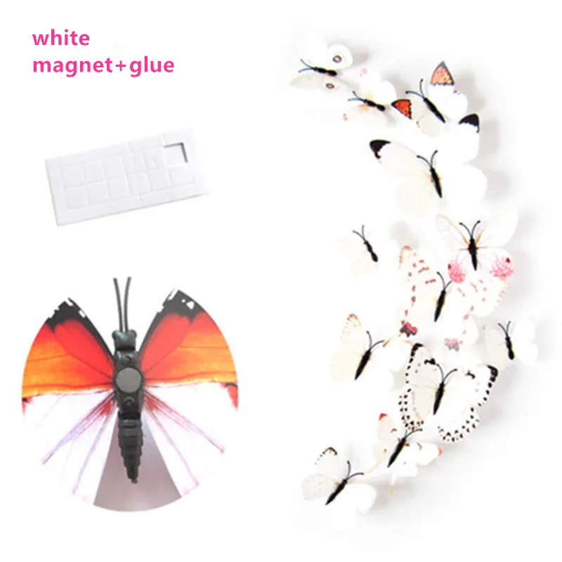 white1 Navidad Декор 12ps 3D моделирование бабочки наклейки на стену украшения Рождественские украшения для дома натальный подарок на год Noel - Цвет: white1