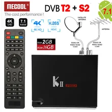 MECOOL KII PRO DVB-S2 DVB-T2 S905d Android 7,1 ТВ приставка четырехъядерный 2 Гб 16 Гб DVB T2 S2 4K медиаплеер код NEWCAMD двойной Wifi BT4.0