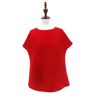 Miyake Noir Red T dark Livraison Mode Lâche À vert Vêtements Courtes rouge Manches Courte Des Conception shirt Gratuite cou bleu Brève O De Top Blue rose Stock Plissé En pAAwq5P1