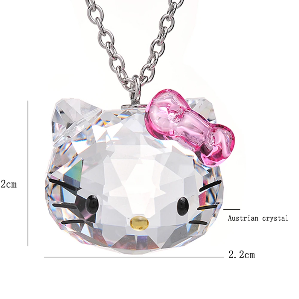 Cristaux De Swarovski Collier Chat Bijoux Bojiux Chaine Collier Pendentifs Mignon Bonjour Kitty Chat Colliers Pour Femmes Brincos Aliexpress