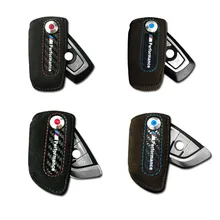Leather carbon fiber key case keychain holder cover bag Leather ///m emblem key case for BMW F10 F30 F20 X3 X1 X5 X6