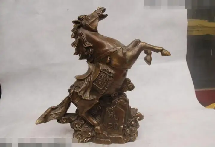 

S03173 15"Chinese Folk Pure Bronze excellent Lucky Lifelike succeed Horse Statue B0403