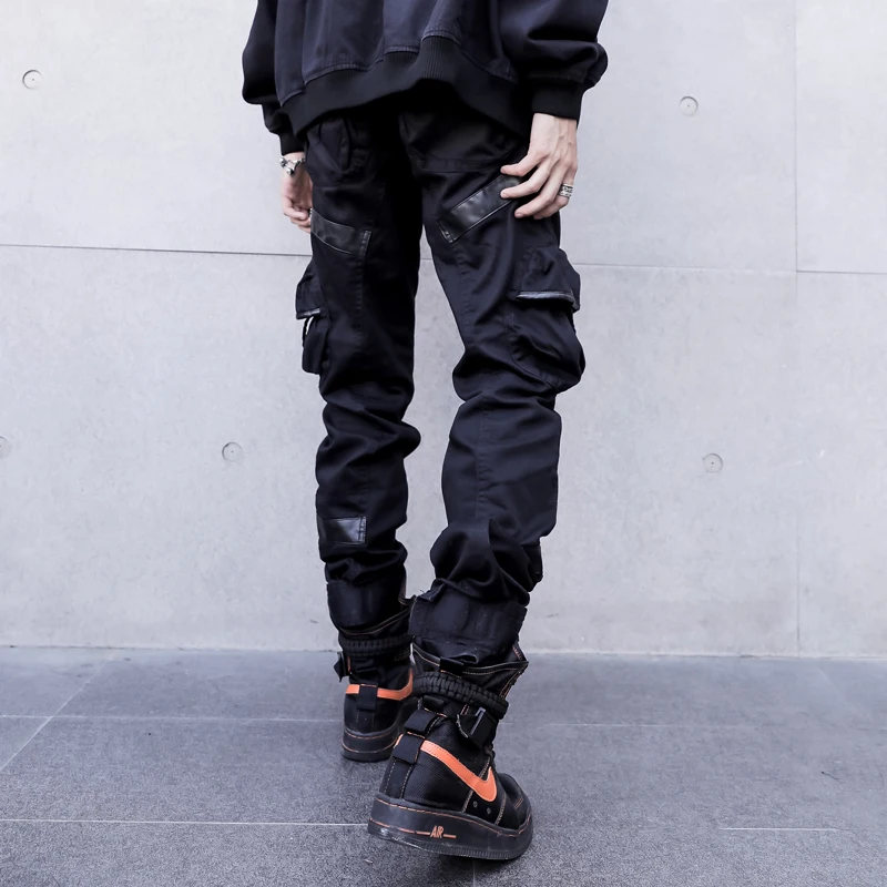 Высокая улица стильные самоутверждения боковые карманы на молнии мужские беговые брюки карандаш хип-хоп осенние мужские повседневные длинные брюки