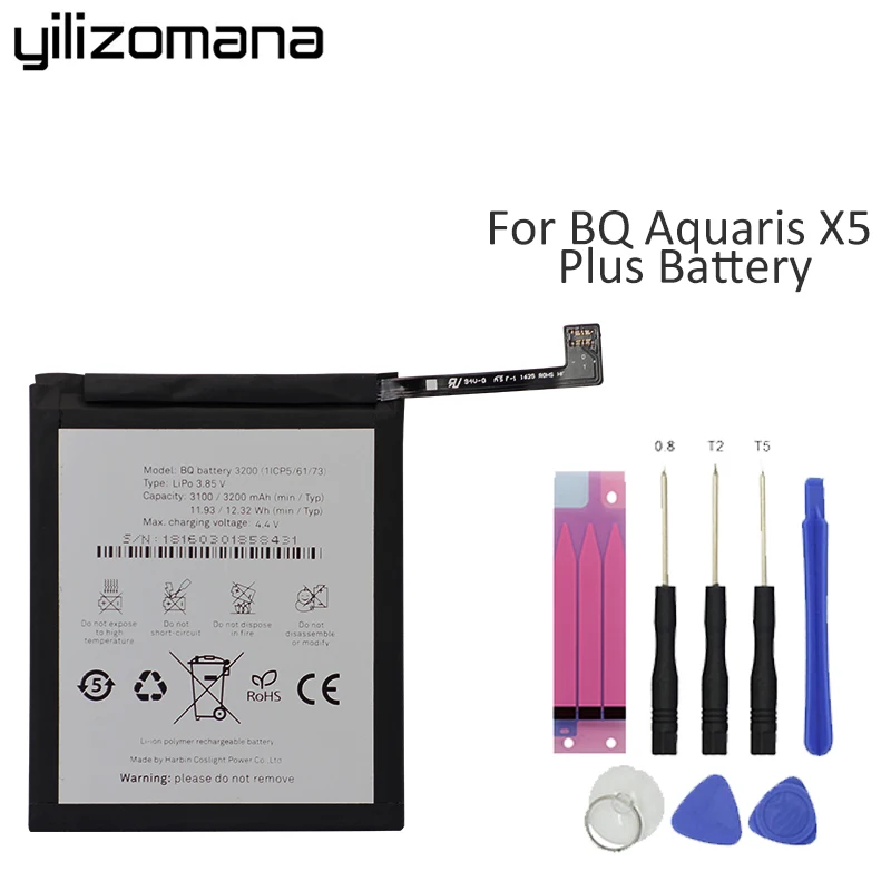 Оригинальный аккумулятор Yilizomana для телефона с реальной емкостью 3200 BQ Aquaris X5 Plus