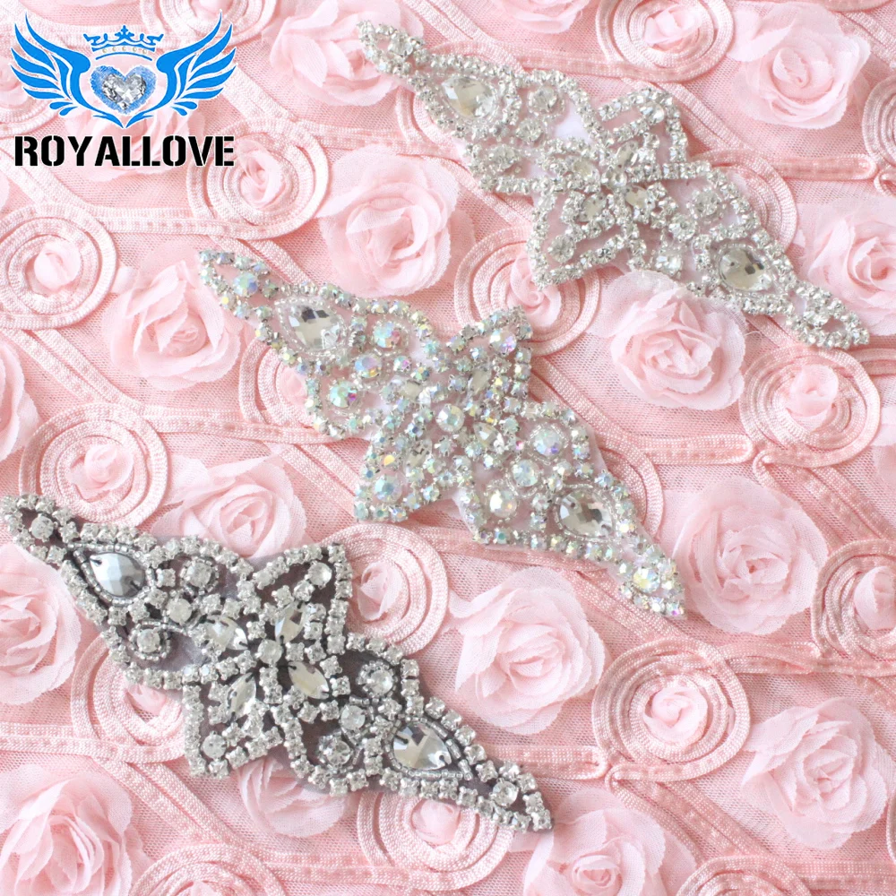 Beaded Bridal DIY Trim Diamante Motif Rhinestone Pearls Wedding Dress Applique