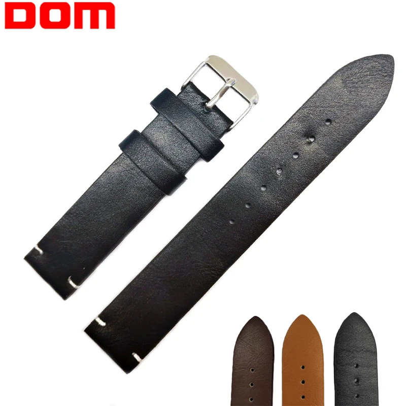 

DOM New Watch Bracelet Belt Black Watchbands PU Leather Strap Watch Band 18mm 20mm 22mm Watch Accessories Wristband for Men