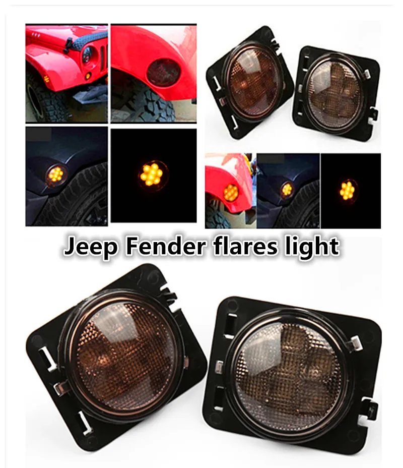 2Pcs Smoke Car Front Fender Flares Turn Signal Light Indicator LED Side
