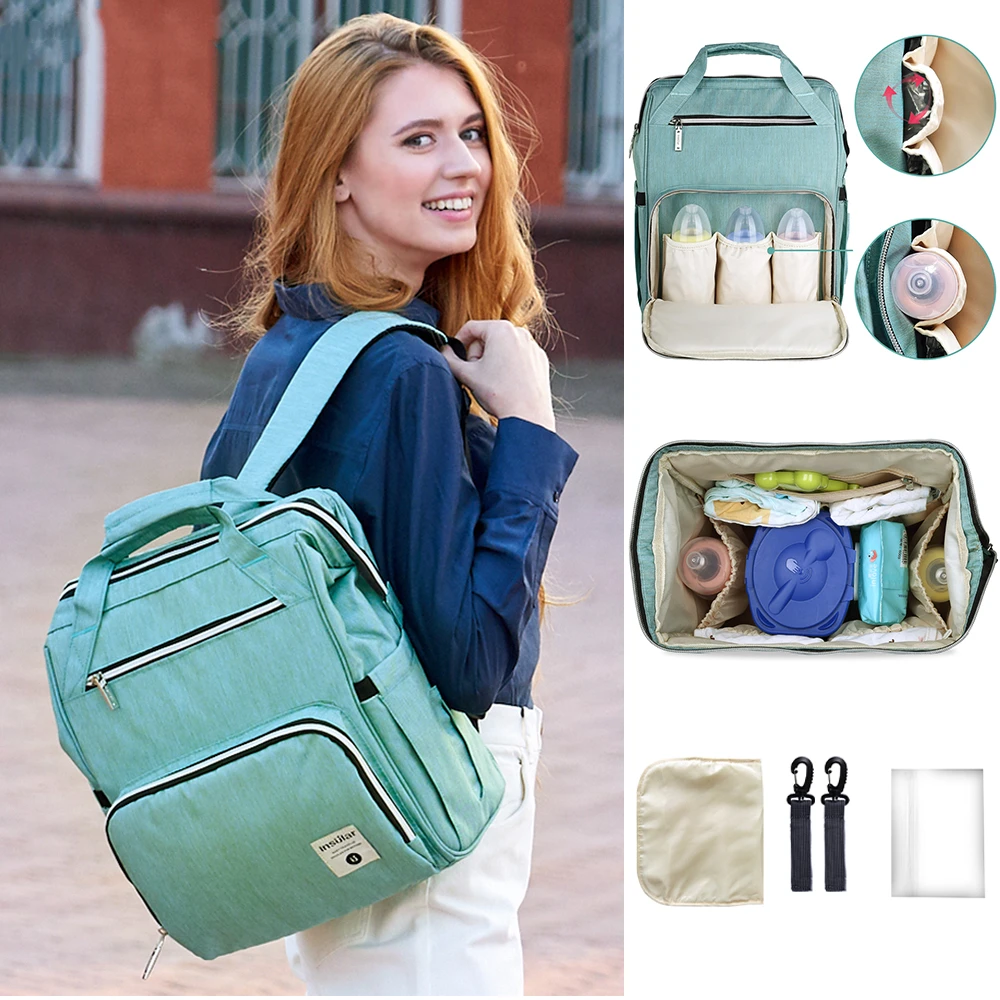 

INSULAR Stylish Diaper Bag Backpack Large Capacity Nappy Nursing Bags Travel Baby Care with Stroller Straps Maternity Bags 2019