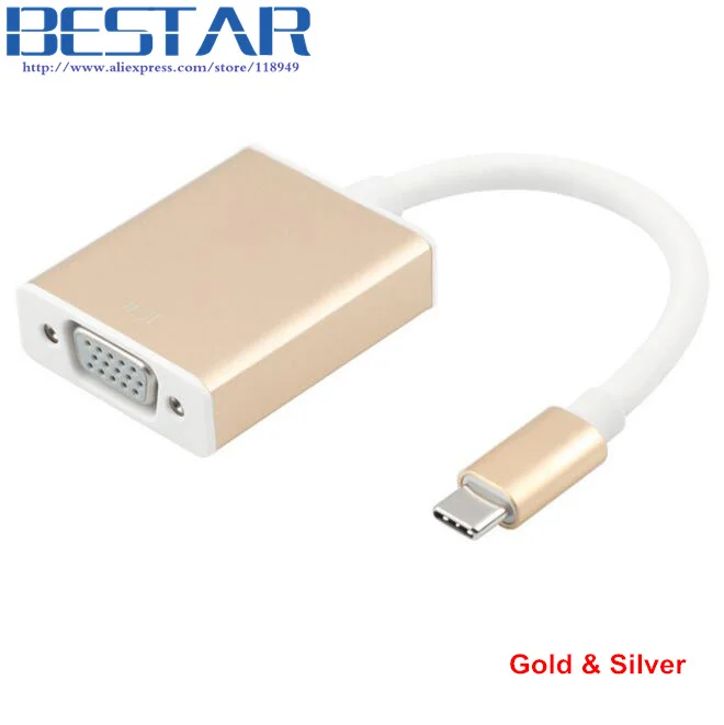 

USB 3.1 type c USB3.1 Type-C USB-C TO VGA 1080P HDTV video cable adapter converter connector 20cm for Macbook 12" NEW Notebook