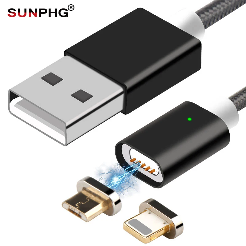 SUNPHG Micro USB для iOS 2в1 Магнитный кабель синхронизации зарядное устройство Xiaomi huawei