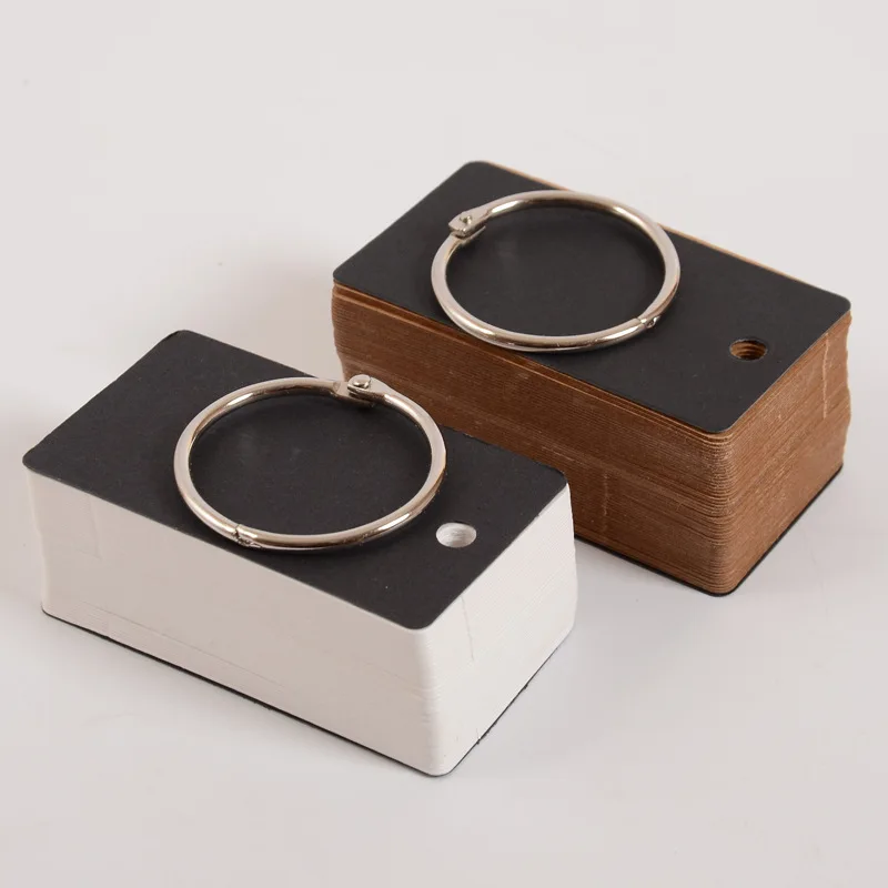 

100sheets Simple Black Cardboard Cover Word Note Pad White Word Book Loose leaf Coil Memory Card