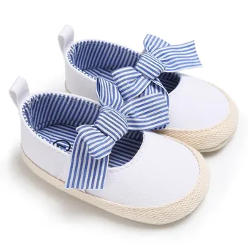 

Baby Shoes Kids Girls Striped Big Bow Girls Princess First Walkers Soft Soled Anti-Slip Dress Shoes 2018