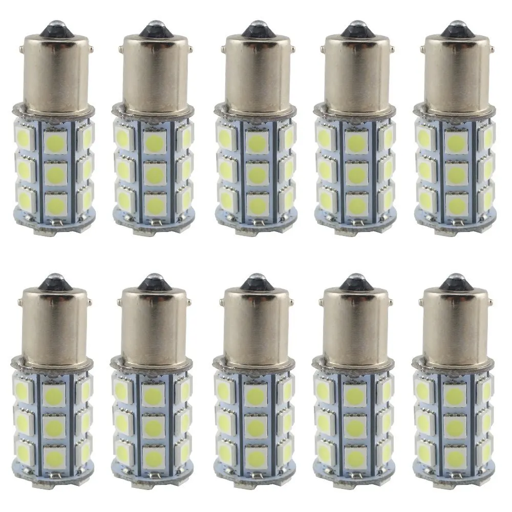 Голубой почвы BAY 10 X теплый белый 27 SMD светодиодный 1156 BA15S P21W 1141 RV Кемпер трейлер интерьерные лампочки 12 V 24 V