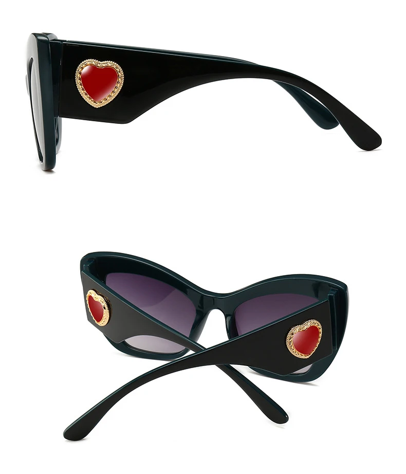TOYEARN Роскошные брендовые дизайнерские модные женские солнцезащитные очки "кошачий глаз", женские солнцезащитные очки, новые женские солнцезащитные очки с большой красной оправой в форме сердца UV400