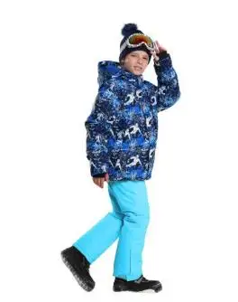 Зимние комплекты для мальчиков, водонепроницаемая ветрозащитная детская теплая лыжная куртка, штаны, детские спортивные костюмы с капюшоном для мальчиков - Цвет: as show