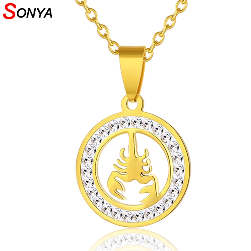 SONYA колье с кулоном в виде скорпиона и кулон золотого цвета круглый кристалл из
