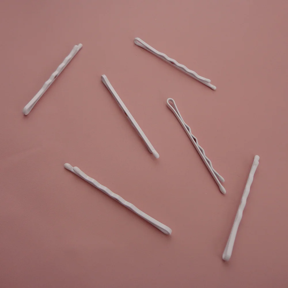 

50PCS 2.0mm*5.5cm 2.15" White four waved plain Metal bobby pins hair barrettes with enamel Round tips at nickle free&lead free