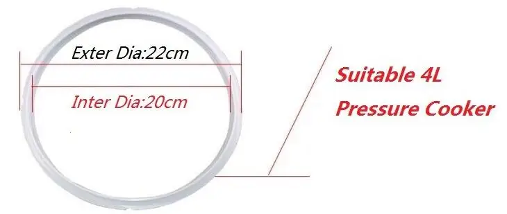 Силиконовое уплотнительное кольцо с 4 резиновыми кольцами скороварки для скороварки - Цвет: Fit 4L Press cooker