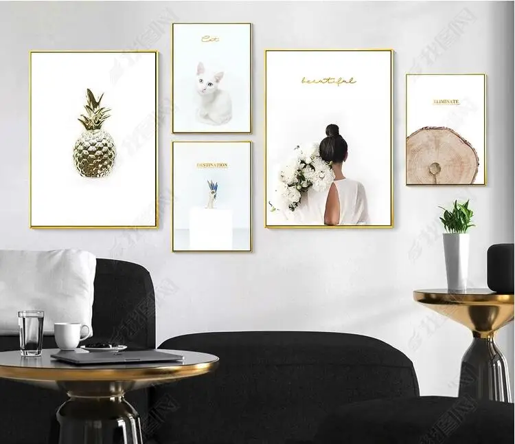 Гравюры Home Decor абстрактного искусства свежий Животные кошка ананас Фотографии