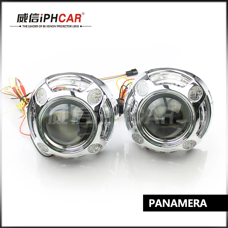 

Free Shipping IPHCAR Car Styling White Angel Halo Mini Projector Lens for H4 H7 Headlight without H1 Xenon Bulb and Ballast