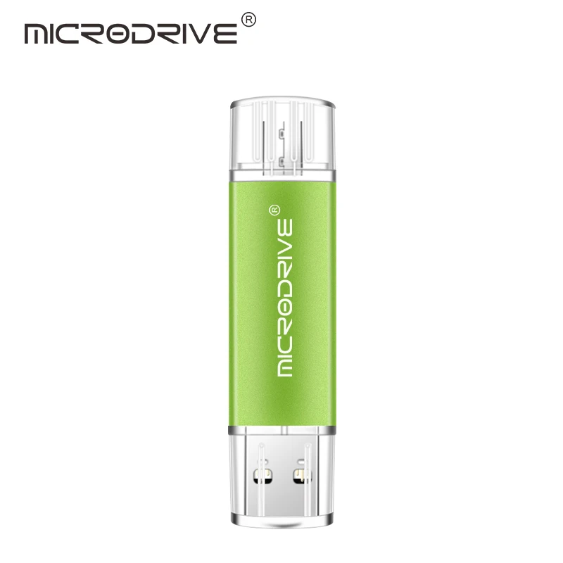 Флеш-накопитель MicroDrive OTG, 4 ГБ, 8 ГБ, 16 ГБ, usb карта памяти, флеш-накопитель, металлическая флешка, 32 ГБ, 64 ГБ, usb флеш-накопитель для телефона, логотип на заказ - Цвет: Зеленый