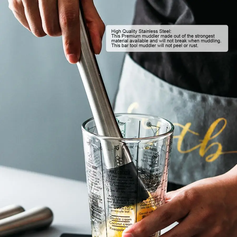 Practical Stainless Steel Pestle Cocktail Muddler Durable Ice Muddler