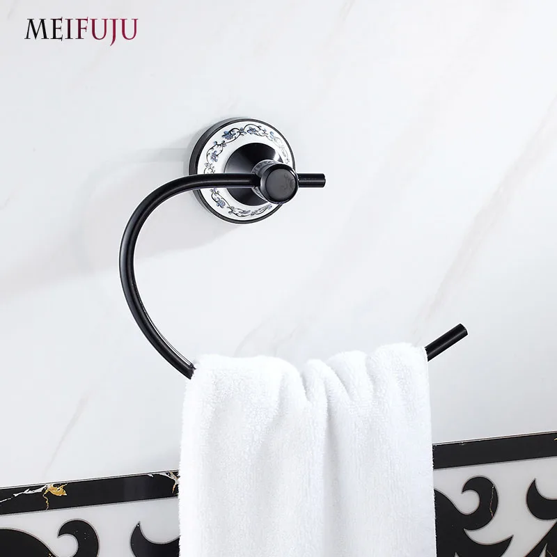 Bathroom towel holder Wall Mounted Bathroom Towel Ring Ceramic Blue and