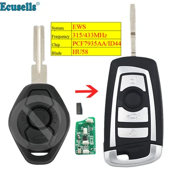 

Modified flip 315MHZ 433MHZ ID44/PCF7935 chip 3 Button remote key for BMW EWS 325 330 318 525 530 540 E38 E39 E46 M5 X3 X5 HU58