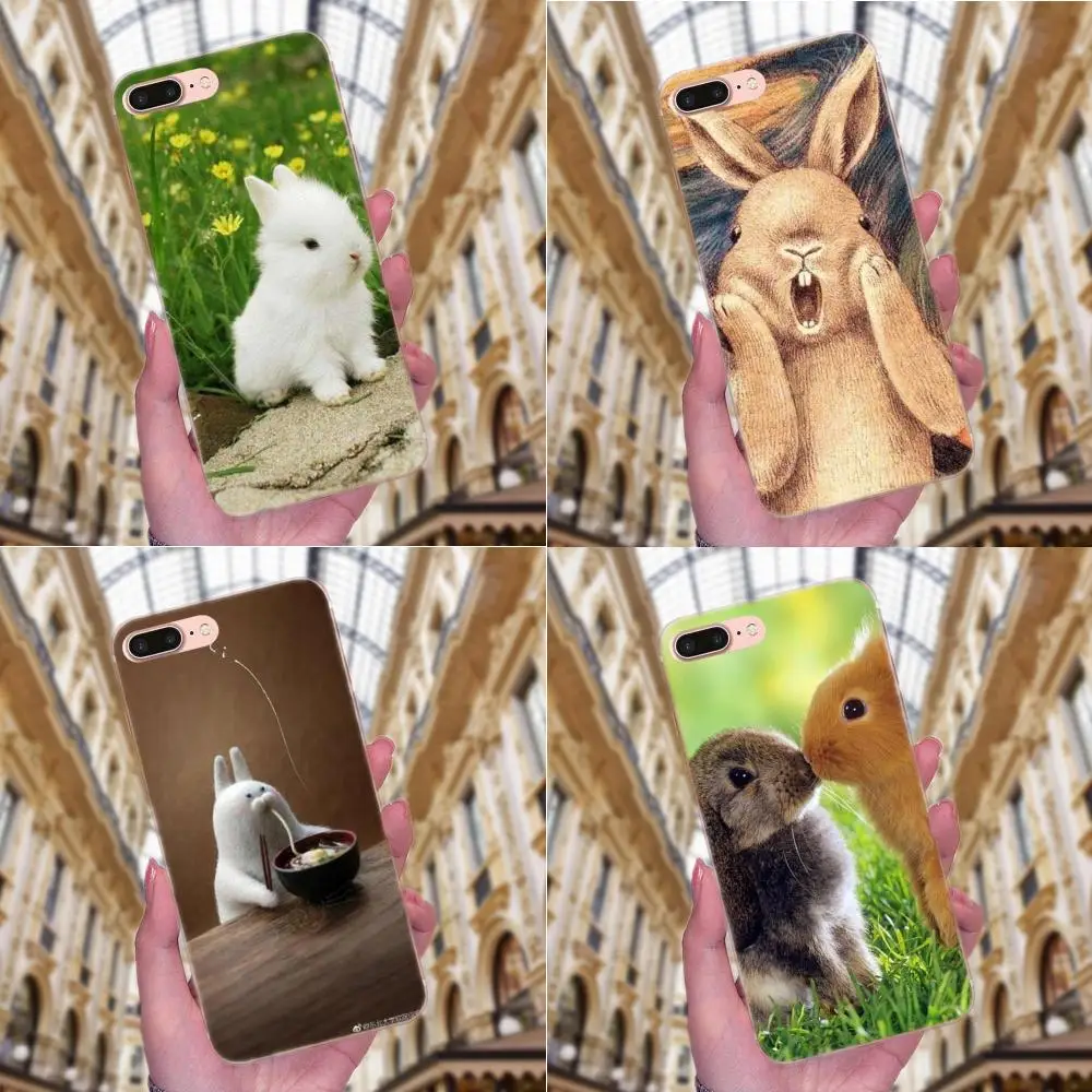 Милый белый кролик-Кролик для Apple iPhone X XS Max XR 4 4S 5 5C 5S SE 6 6S 7 8 Plus мягкий чехол