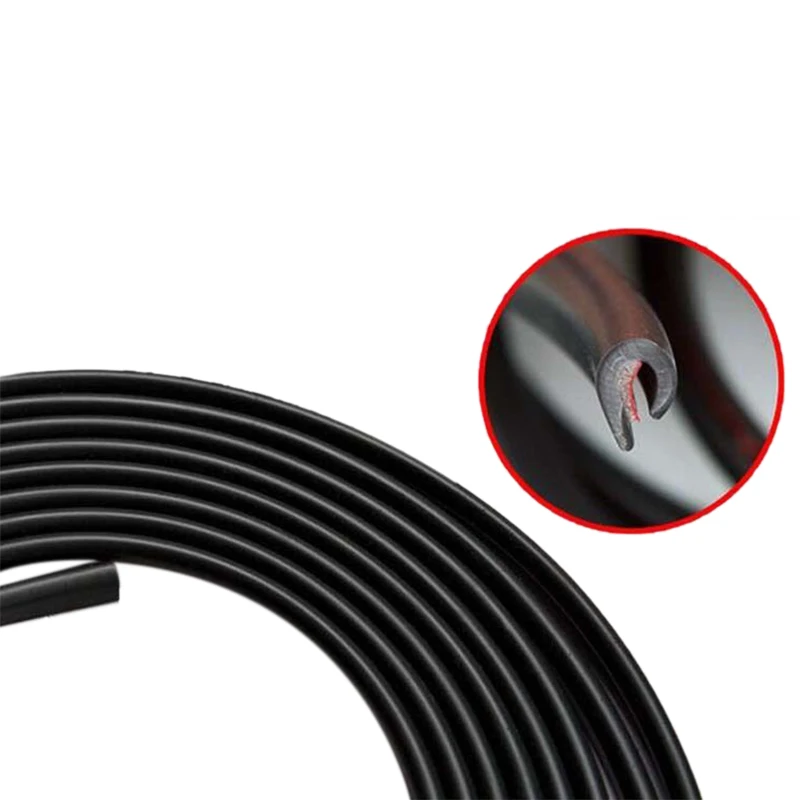 EDFY-16FT/5M Black Moulding Trim Rubber Strip Car Door Scratch Protector Edge Guard