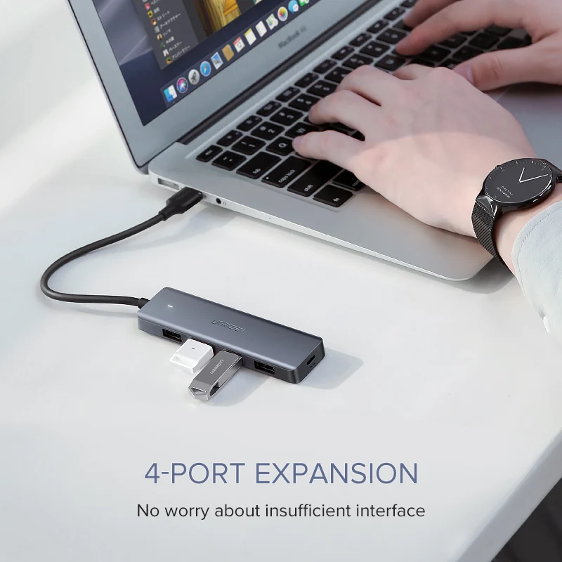 Цена Ugreen font b USB b font 3,0 концентратор многопортовый font b usb b font адаптер 3 USB3.0 Порты и разъёмы с микро зарядка для MacBook, Surface Pro 6 ПК Компьютерные аксессуары font b USB b font HUB